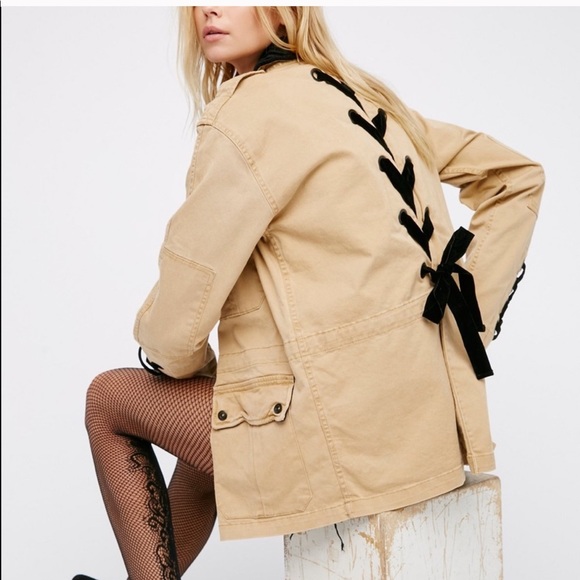 Free People Jackets & Blazers - Velvet Lace Up Army Jacket